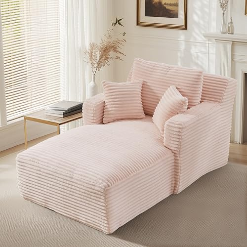 HAUSPROFI Schlafsessel aus Cord, Modernes Schlafsofa Sofa ohne Montage, Relaxsessel mit komfortabler Polsterung, Platzsparend und Stilvoll für Wohnzimmer, Büro oder Apartment (Rosa)