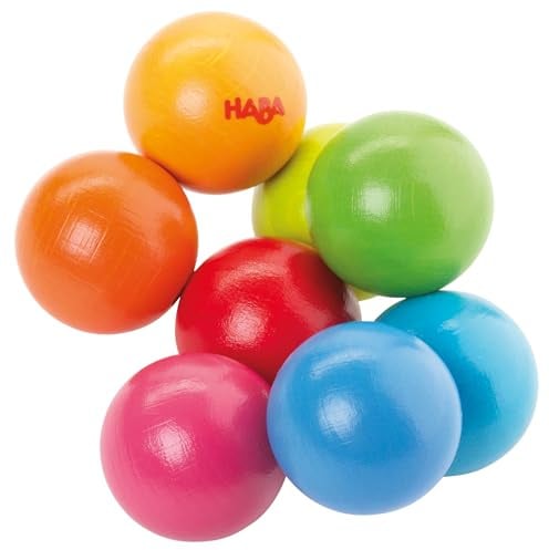HABA Greifling Magica – Bunter Baby-Holzgreifling ab 6 Monaten – 8 Kugeln aus robustem Buchenholz – Fördert Motorik & Tastsinn – Made in Germany – 2011625001