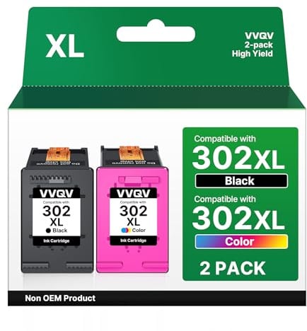VVQV 302 XL Druckerpatronen Multipack 302XL Ersatz für HP 302 Druckerpatronen Schwarz und Farbe für HP Envy 4525 4520 4522 4523 4524 Officejet 3830 3831 3833 Deskjet 3630 3636 3638 1110