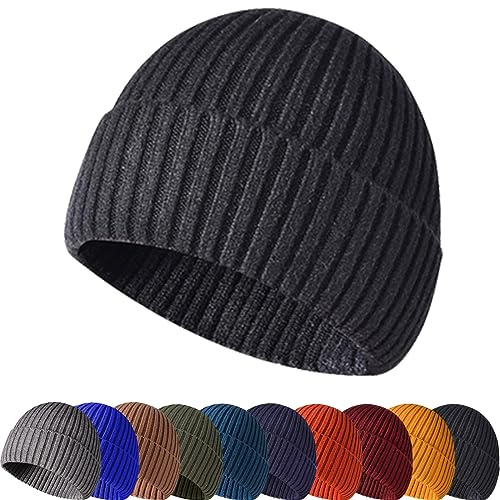 Baynetin Wintermütze Strickmütze, Weich, Warm, Stretch, Bequem, Atmungsaktiv Beanie Mütze Roll up Edge Cuffed Plain Schädeldecke Fisherman Hut Unisex