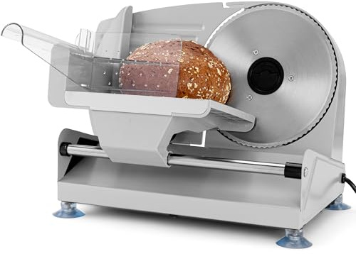 Clatronic® Brotschneidemaschine | Edelstahlmesser rostfrei Ø 190mm | für Brot Käse Wurst | Allesschneider elektrisch | Brotmaschine Schnittstärke 0-15mm | Fingerschutz und Saugfüße | MA 3585