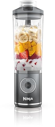 Ninja Blast Max Tragbarer Mixer/Blender/Smoothie Maker, 570 ml, wiederaufladbar, Mixbecher & auslaufsicherer Deckel, 3 Funktionen, Smoothies, Proteinshakes, Kühles Grau BC251EUGY