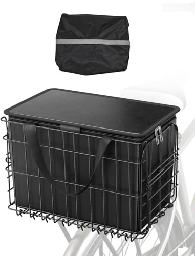 VEVOR Fahrradkorb Hinten 340x210x225mm, Faltbarer Hinterradkorb mit Gepäcknetz, herausnehmbarer Innentasche & Abdeckung, Gepäckträgerkorb zum Transport von Hunden, Haustieren, Obst & Lebensmitteln