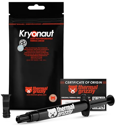Thermal Grizzly Kryonaut 5,5g Wärmeleitpaste für CPU, GPU, Konsolen | Overclocking, Gaming-PCs, Industrie, nicht elektrisch leitend, keine Aushärtung, hohe Langzeitstabilität, mit TG Spatula