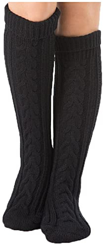 YAMEE Kniestrümpfe Damen Winter Strick Strümpfe, Knie-Lange Socken Stulpen für Damen Gestrickt, Stiefelstrümpfe Legwarmers für Damen 1 Paar
