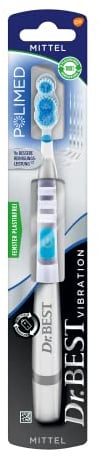 Dr. Best Zahnbürste mit 2-Komponenten Borsten. Kurze Borsten und Interdentalborsten ermöglichen eine gründliche und sanfte Reinigung der Zahnoberflächen und der Zahnzwischenräume