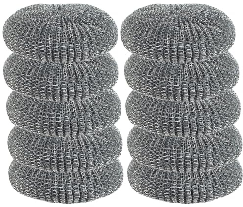 escleano | XL Stahlschwamm oval Topfreiniger, Topfkratzer, Reinigungspad 13x11x4 cm - 100% rostfreier Edelstahl (10 Stück)