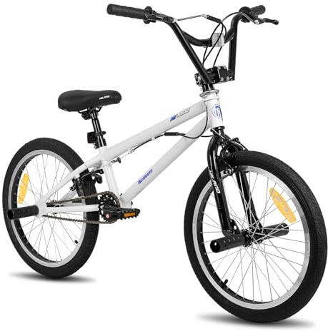 Hiland 20 Zoll BMX Freestyle Bike für Jungen mit 360 Grad Gyro & 4 Pegs, weiß bmxrad