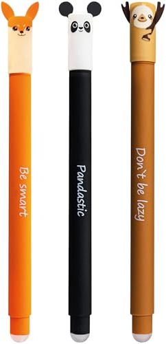 EBERHARD FABER - Tintenroller radierbar Animal Erase It | Panda, Fuchs und Faultier, Gelschreiber blau 0,7 mm