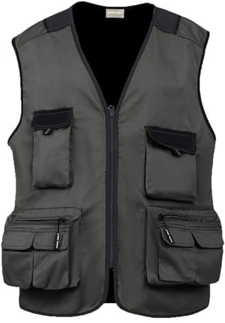 WORK IDEA Herren Outdoor-Arbeitsweste Multi-Pocket-Angelweste Lichtfeldweste Tarnweste Sommer-Multifunktionsweste atmungsaktive Angelweste…