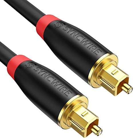 Syncwire Optisches Kabel 1,8m Digital Audiokabel Toslink - [24K Vergoldet, High Fidelity] Digital Audio Kabel für Stereoanlage, Heimkino, Soundbar, TV, Xbox, PS – Schwarz