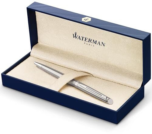 Waterman Hémisphère Kugelschreiber | Edelstahl mit Chromzierteile | Mittlere Spitze | Blaue Tinte | Geschenkbox