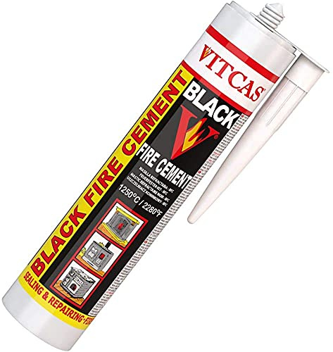 Feuerzement, hitzebeständig bis 1250 °C, für Kamin, Ofen, Boiler usw., 310 ml, Farbe: Schwarz