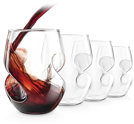 Final Touch Conundrum Red Wine Glasses Rotweingläser - Hand durchgebrannte Glas 473ml - Packung mit 4