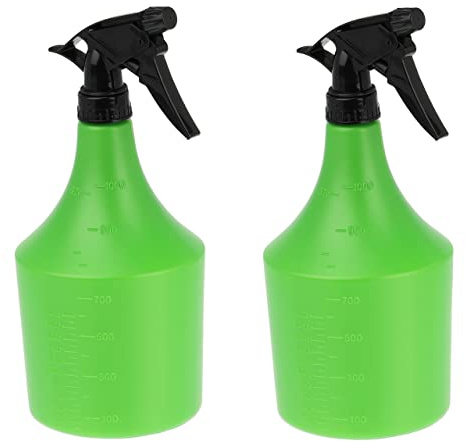 Relaxdays Sprühflasche 2er Set, 1l, nachfüllbar, Handsprüher für Blumen, Pflanzen, Einstellbarer Sprühkopf, grün/schwarz