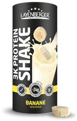 Layenberger 3K Protein Shake - 80% Eiweiß und nur 3,6% Kohlenhydrate bei 6,8 g Zucker, (1x 360 g) - Banane
