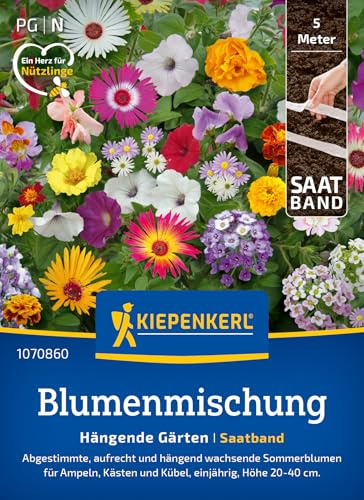 Kiepenkerl Blumensamen-Mischung Hängende Gärten 1070860, Sommerblumensaat | Blumensamen für kreative Balkon- und Kübelgestaltungen, Blumenwiese, Saatband