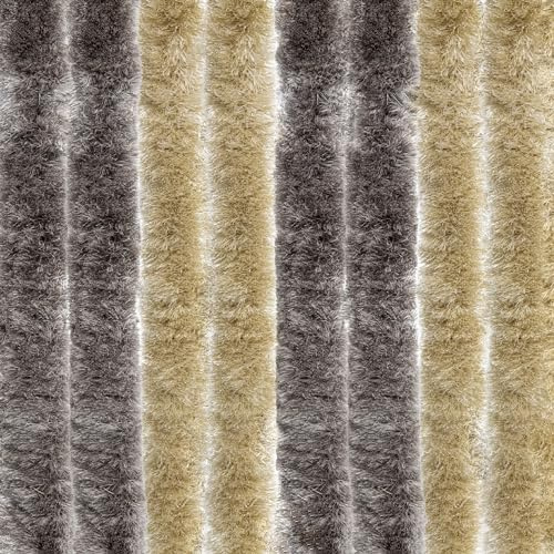 EXPLORER® Flauschvorhang 100x200 cm Wohnwagen Türvorhang für Wohnmobil/Balkontür Vorhang aus Chenille als Insektenvorhang Flausch Fliegenvorhang Camping Terrassen Tür Fliegenschutz Braun/Beige