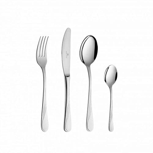 Gerlach Celestia Besteck-Set für 6 Personen Spülmaschinenfest Essbesteck Edelstahl Tafelbesteck Messer Gabel Löffel Teelöffel Kuchengabel Soßenlöffel Kuchenspachtel Gläzend Rostfrei 24 Stk