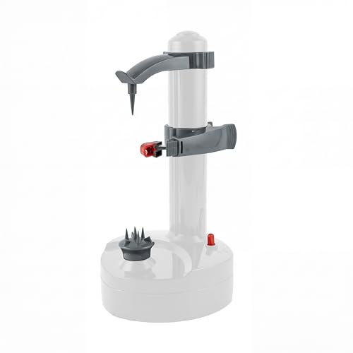 Pelamatic - Elektrischer Kartoffelschäler | Edelstahl-Klinge & Extra Blätter | Sicheres & Hygienisches Design | Leicht zu Reinigen | Für Obst & Gemüse, Weiß, Edelstahl/Kunststoff