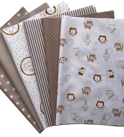 Stoffpaket Patchwork Baumwollstoffe 12 x (25x35cm) (Weiß Sand)