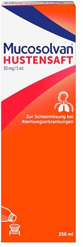 Mucosolvan Hustensaft 250 ml Hustenlöser mit Ambroxol | Hustenlöser bei Husten und festsitzendem Schleim, bei Erkältung und Bronchitis, Wirkstoff Ambroxol