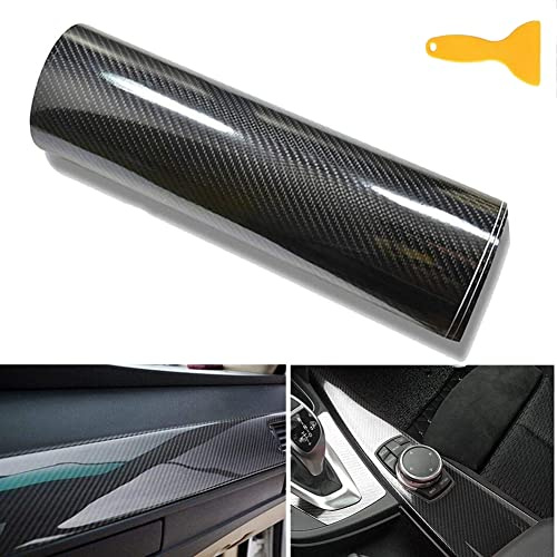 BangShou Autofolie Carbon Folie 6D Autofolie 300 x 30cm Vinyl Wrap DIY Auto Folie mit Luftkanäle Verdickt Dekorative (Schwarz 6D)
