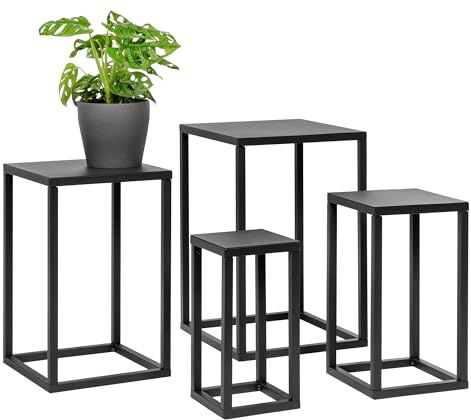 bremermann Blumenhocker 4er-Set, Metall-Pflanzenständer, moderne Blumensäule ideal für Wohnzimmer, Flur und Büro, stabiles und platzsparendes Regal für Dekoration und Zimmerpflanzen