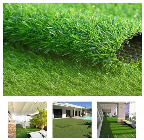 bimiti Kunstrasenteppich 2x3m, Kunstrasen 30 mm Höhe, Rasenteppich Meterware Grasteppich Outdoor Teppich Wetterfest Rollrasen Grasmatte für Balkon, Terrasse, Garten, Grün