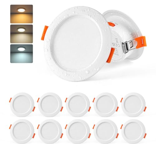 Sineyon LED Einbaustrahler 230V 68mm, 10er Set LED Spots Flach Warmweiß Neutralweiß Kaltweiß, 5W Deckenspots Weiß 65-80mm Lochmaß, Einbauleuchten Spots Deckenleuchte für Badezimmer Küche
