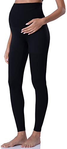 POSHDIVAH Damen Umstandsleggings über dem Bauch Schwangerschaft Yoga Hose Active Wear Workout Leggings, Schwarz, S