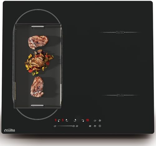 COVERCOOK 4-Zonen-Induktionskochfeld, Elektroherd, 60 cm, 7000 W, integriertes Kochfeld mit Brückenzone, Touch-Steuerung, 9 Leistungsstufen, Kindersicherung, 220-240 V
