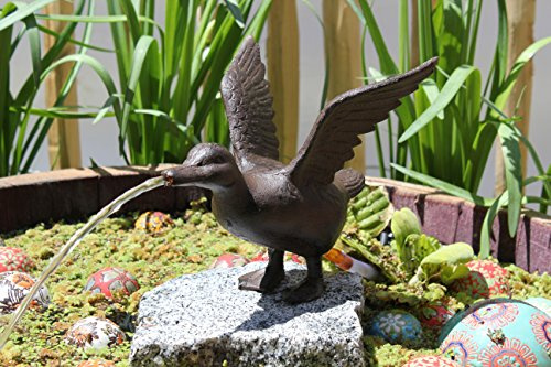 Unbekannt Wasserspeier Ente mit Pumpe | schwere Ausführung in Guss (Gewicht Ente 1,4 kg), Pumpe mit geringem Stromverbrauch