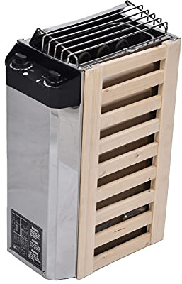 Saunaofen, 3,6 KW, Interne Steuerung, Temperaturverstellbar, Elektrischer Saunaofen aus Edelstahl, Nass- und Trocken Saunaofen für Zuhause, Hotel, Spa, Dampfbad, Bad, Dusche
