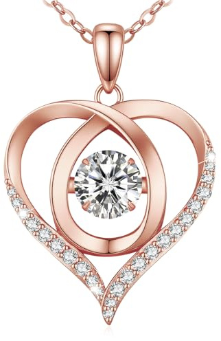 MISUMOR Moissanite Halskette Damen Silber 925 Echt HerzKette Moissanite Kette Gold Schmuck Damen Geschenke für Frauen Freundin Frau Mutter zum Geburtstag Valentinstag Muttertag Weihnachten