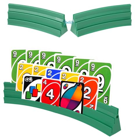 Gatphy 4 Stück Kartenhalter Spielkarten 3 Rampen Spielkartenhalter zum Hinstellen Stackbar mit Magnetische Montage Spielkartenhalter Poker für Feiern Senioren Kinder Arthritis (Grün)
