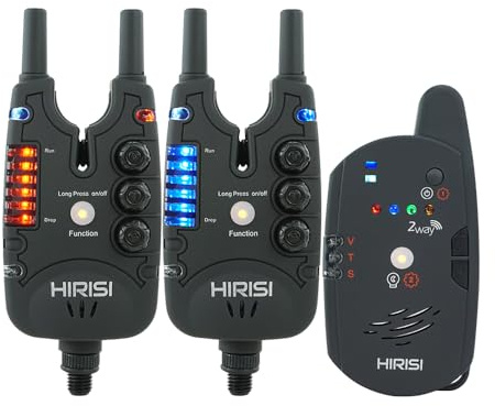 Hirisi Tackle Karpfenangeln Bissanzeiger Mit Fernbedienung (FunkempfäNger), Mit Nachtlicht, Einstellbarer Empfindlichkeit, LautstäRke Und Ton. Bissanzeiger Set. (FBA-S8-2)