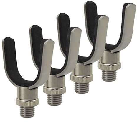 Hirisi Tackle Karpfenangelrutenauflage, Edelstahl, 4 Stück, U-förmiger Kopf, Silber, Angelzubehör, Rutenhalter, Rutenauflagengreifer, Angelrutenauflage