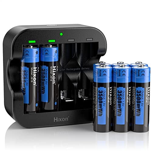 Hixon Wiederaufladbarer 1,5V AA Akku, Wiederaufladbarer AA Lithium Akku, 3500mWh Hohe Kapazität Li-ion AA ACCU, 8 Stücke mit 2.0H Ultra Typ-C Schnelles Ladegerät