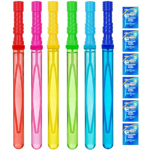 JOYIN 12 Stück 4oz(118ml) Seifenblasen Stab, Seifenblasen Set Kinder mit 12 Beutel 12ml Seifenblasenflüssigkeit, Seifenblasenschwert für Hochzeit Geburtstag Party Taufe Valentinstag, Sommerspielzeug