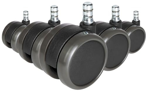 hjh OFFICE 619025 5X Hartbodenrollen 11mm / 65mm ROLO No-Noise Stuhlrollen für Harte Böden (5er Pack)