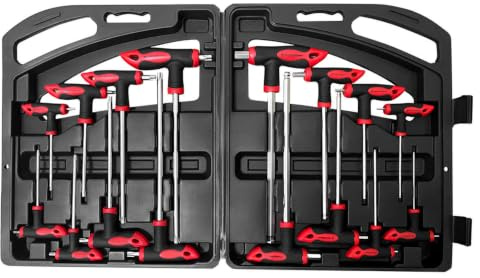 ROTATION 16-teilig Sechskant und Torx T-Griff Schlüsselsatz mit Box | CR-V Stahl, rostfrei. T-Griff Komfort. Set mit 16 Teilen (HEX H2-H10, Torx T10-T50). Ideal für Auto, Werkstatt.