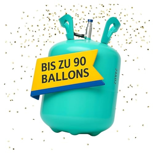 Ballongas [für 90 Luftballons]– Helium Balloon Gas für bis zu [90 Luftballons] – Ballongas - Helium Gasflasche XXL inkl. STAHLMANN ® Informationsblatt