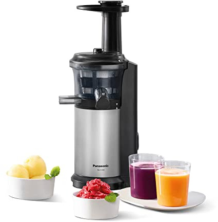 Panasonic MJ-L500S Slow Juicer / Entsafter / 2 Einsätze für Säfte & tiefgefrorene Zutaten / Frozen Joghurt / Silber