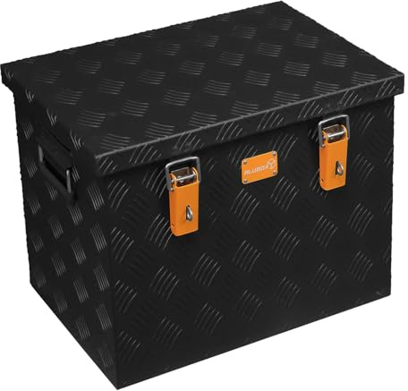 Alubox Original - STRONG - Alu Riffelblech 3mm - Schwarz - Transportkiste Pritschenbox 70 Liter - Innenmaße: L 50 x B 35 x H 40 cm - BLACK EDITION ABX-R70