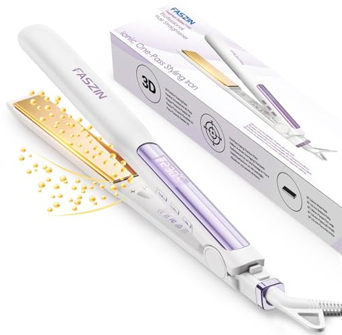 Faszin Haarglätter, 15 Sekunden schnelles Aufheizen, Haarglätter mit negativen Ionen aus reinem Titan für geschmeidiges Haar, breite Platten geeignet für dickes und feines Haar, für Frauen geeignet