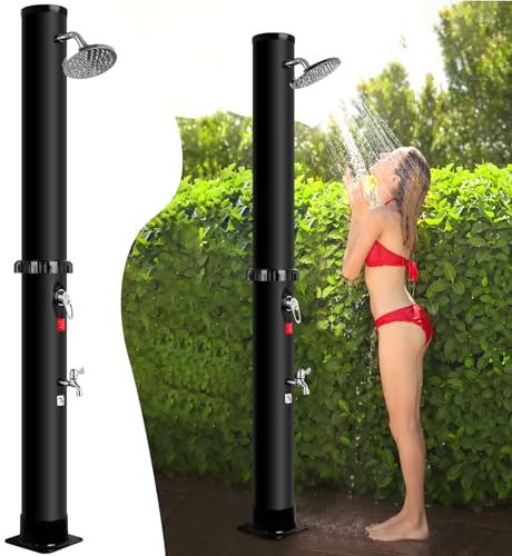 Bsteciar Solardusche für Garten, Solar Gartendusche mit verstellbarem Regenduschkopf, Wasserhahn, Temperatur- und Druckregelung, Pooldusche für Schwimmbecken, Außendusche, Camping, max 60℃ (40 L)