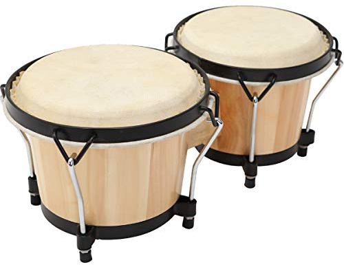 MUSICUBE Bongo Drum-Set, 2 Sets 15,2 cm und 17,8 cm Percussion Instrumente, FSC Holz und Metall Drum für Kinder Erwachsene Anfänger Profis mit Stimmschlüssel