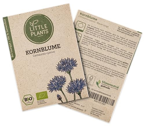 Little Plants BIO Kornblumen Samen, 145 Kornblumensamen, hohe Keimrate, 100% Natürlich, BIO Samen Kornblume für Blumengarten Blumenbeet Hochbeet – BIO Blumensamen Blumenwiese Nachhaltig