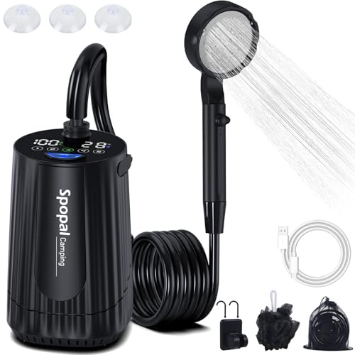 Spopal Campingdusche, [Aktualisierte Version - 10000mAh] Mobile Dusche mit Pumpe,Campingdusche Tragbare Outdoor Set mit Duschkopf und Schlauch für Camping Garten Autowaschen Strand Reisen Haustier